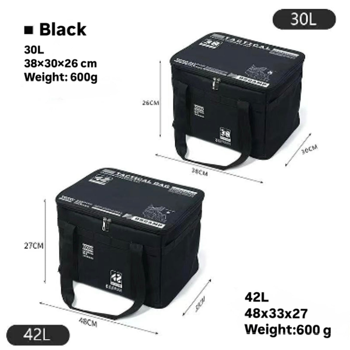 TACTICAL PICNIC & CAMPING BAG – 30–42L, FOLDABLE, MULTI-POCKET